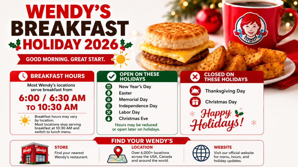 Wendy’s Breakfast Holiday Hours